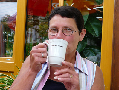 Even later zitten we dan ook op het terras aan een lekkere cappuccino...