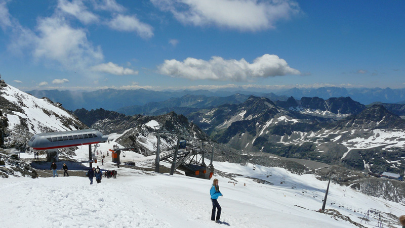 Vanaf het topje boven het bovenste bergstation.